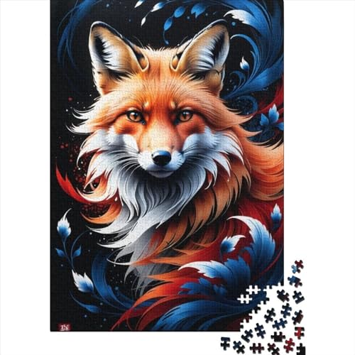 Puzzle für Erwachsene, Tier-Fuchs, Puzzle 1000 Teile, Puzzle für Erwachsene und Jugendliche, Holzpuzzle für Erwachsene und Jugendliche ab 12 Jahren, anspruchsvolles Spiel, Größe: 75 x 50 cm