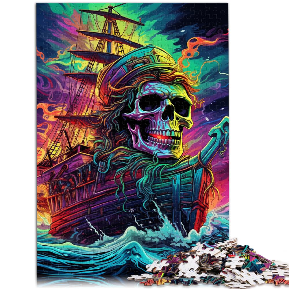 Puzzle Totenkopf-Piratenschiff, 1000-teiliges Holzpuzzle, jedes Teil ist einzigartig – anspruchsvolles, unterhaltsames Spiel für die ganze Familie, 1000 Teile (50 x 75 cm)