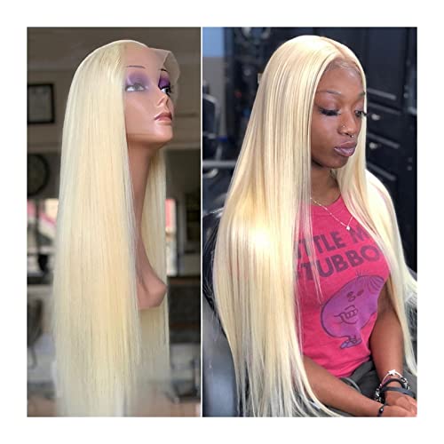 Perücken HD Transparente Lace Front Echthaarperücken Blondes Brasilianisches Haar 13x4 Lace Frontal Perücken # 613 Lange gerade Lace Frontal Perücke mit Babyhaar for Frauen Damenperücke (Color : 13X4