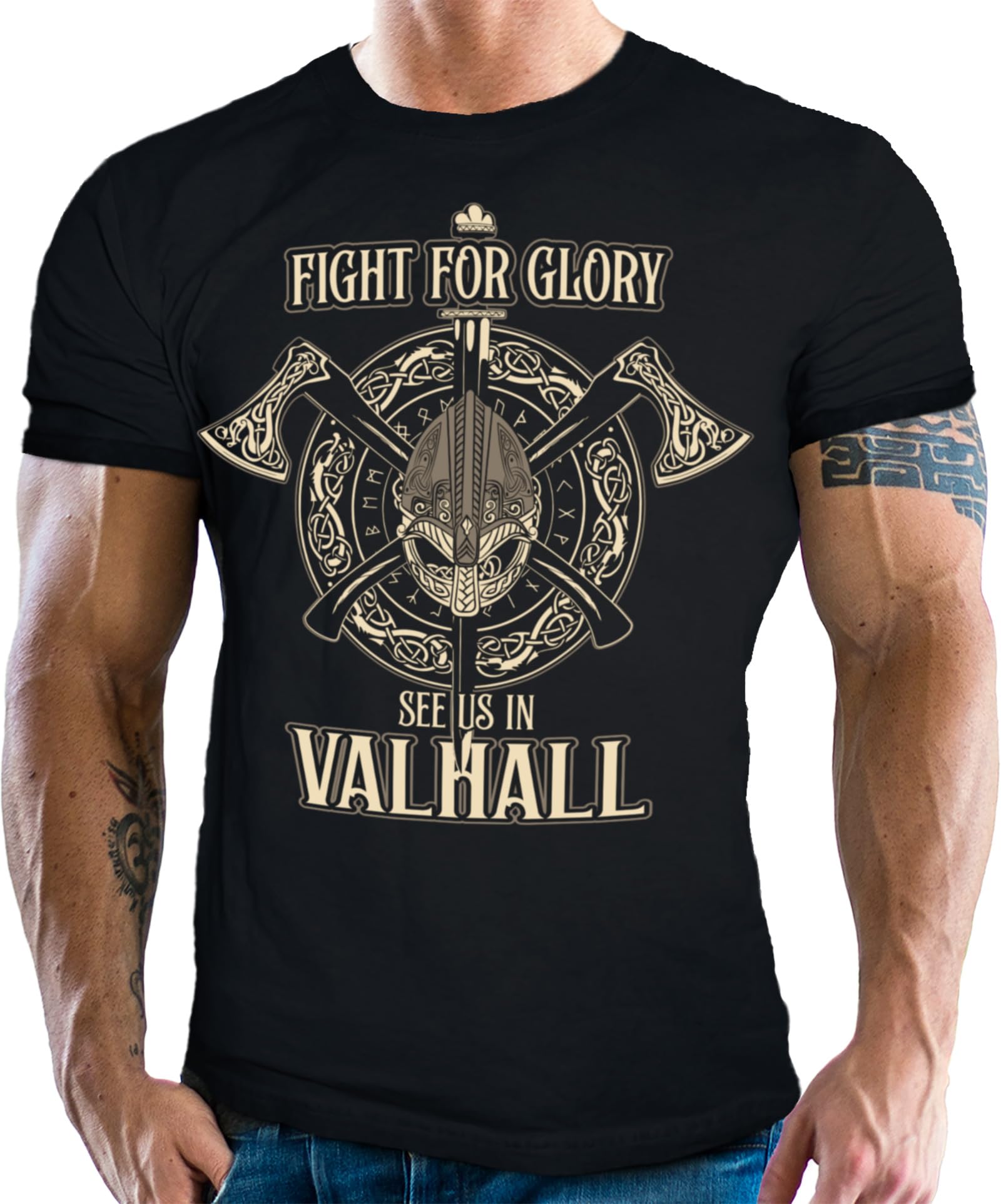 Herren T-Shirt für Wikinger Nordmann Keltic Fans der nordischen Mythologie: Fight for Glory