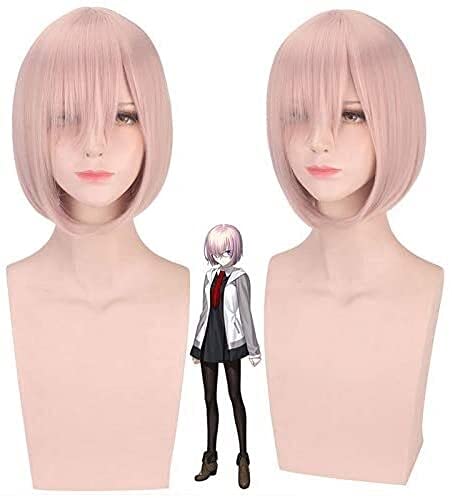 LINLINCD-Anime Coser Wig Anime Spiel Fate/Große Steuerung Apocrypha Fgo Mash Kyrielight Wig Light Rose Frisuren Halloween Synthetisches Haar Cosplay Perücke Rolle Play 35cm