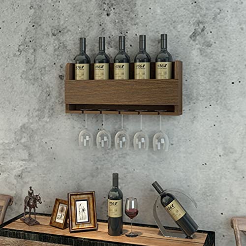 DKSNAJ Weinregal - An der Wand montiertes Weinregal aus Holz und Gläserhalter - Weinlagerregal für Zuhause - Hängendes Weinregal für die Küche, Bar, Restaurant wisdom