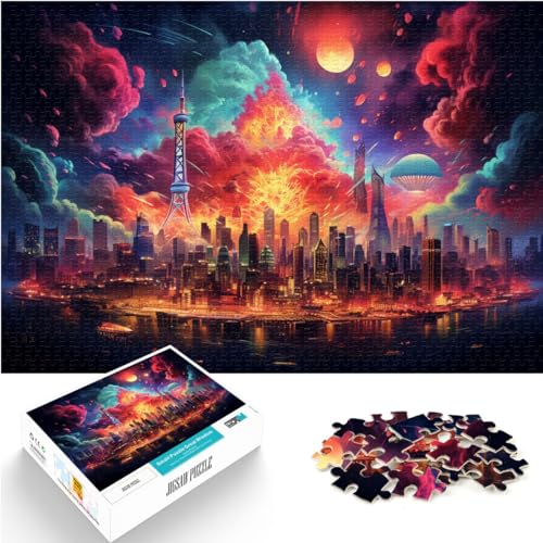 Puzzles Lernspiele Buntes China-Hongkong-Puzzle 1000 Teile Holzpuzzle Stressabbau Schwierige Herausforderung 1000 Teile (50 x 75 cm)