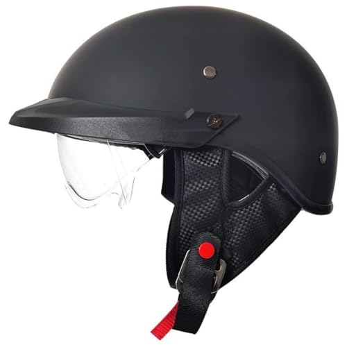 BYFHHHH Motorradhelm, ECE-Zulassung Halbschalenhelm Jethelm Deutscher Stil Totenkopfhelm Mit Sonnenblende, Offener Motorrad Cruiser Scooter Cooler Helm Für Männer Frauen E,S=55~56CM