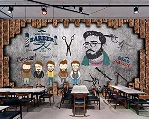 XLMING Größe Moderne Persönlichkeit Innenwand Papier Vintage Barber Shop Beauty Hintergrund 3D Wallpaper wohnzimmer tapeten tapete wand für schlafzimmer retro geometrisch fototapete-250cm×170cm