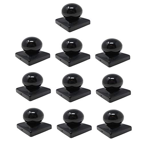 10 x h2i Schwarze Pfostenkappen Zaunkappen Form: Pyramide 71-91 - 121 mm/Kugel 71-91 mm/Spirre 71-91 mm