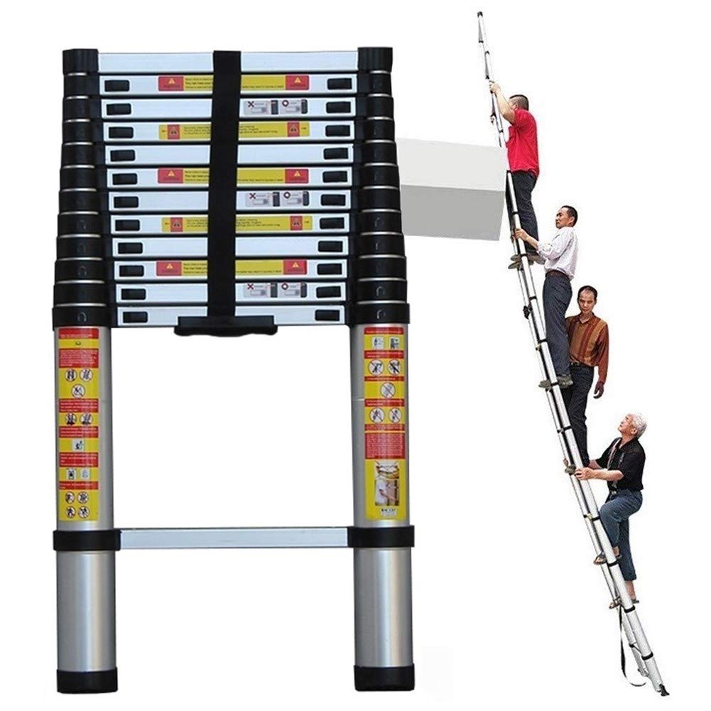 Teleskopleiter 1,4 M/2 M/2,6 M/2,9 M/3,2 M/3,8 M/4,1 M/4,4 M/4,6 M/5,0 M/5,4 M/5,8 M/6,2 M Auszieh-Teleskopleitern für Mehrzweck-Arbeit auf dem Dachboden und im Wohnmobil/Silber/5,0 M/16,5 Fuß