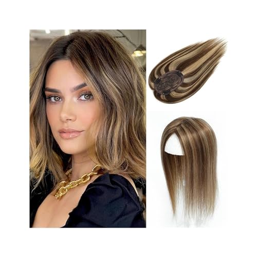 Haartopper für Frauen Haar-Topper for Frauen, Echthaar, Spitzen-Basis-Topper, 25,4–45,7 cm, brasilianisches Haar, glatte Haarteile, Clip-in-One-Piece-Haarverlängerungen for dünner werdendes Haar Haart