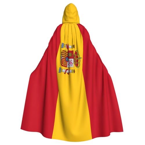 WURTON Eleganter Kapuzenumhang mit spanischer Flagge, für Halloween, Karneval, Mottopartys, Cosplays, Erwachsene, Unisex