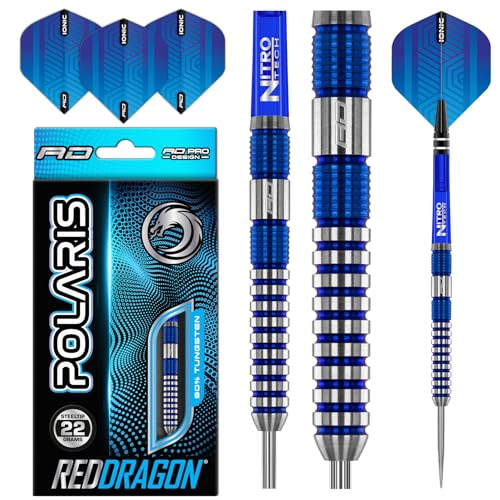 RED DRAGON Polaris: 22 Gram Wolfram Professional Darts Set mit Flights and Nitrotech Shafts (Stems)