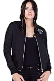 Cipo & Baxx Damen Freizeitjacke Bomberjacke Übergangs Kapuze Outdoor Jacke mit Ornament-Design Schwarz S