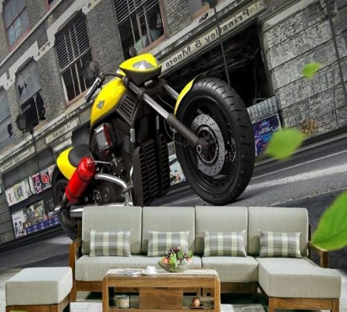 Motorrad Vintage Architektur 3D Tapete Poster Restaurant Schlafzimmer Wohnzimmer Sofa TV Dekorative Wand-150cm×105cm