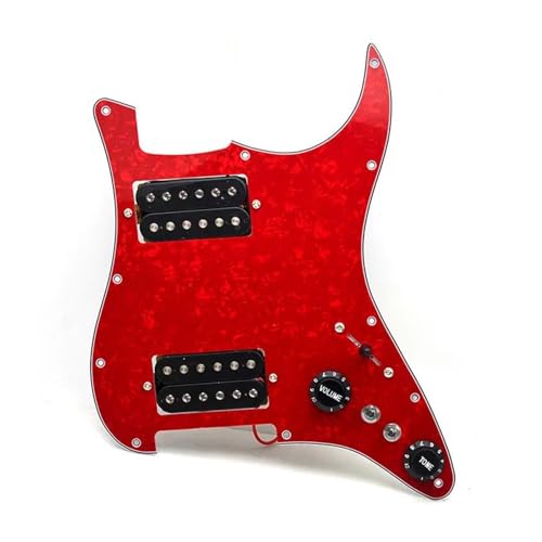 Schlagbrett Tonabnehmer für E Gitarre 5 vorverdrahtete ST-Schlagbretter Coil-Splitting-Schlagbrett HH-geladenes Schlagbrett mit Humbucker-Tonabnehmern mehrfarbig(Red Pearl w Black)