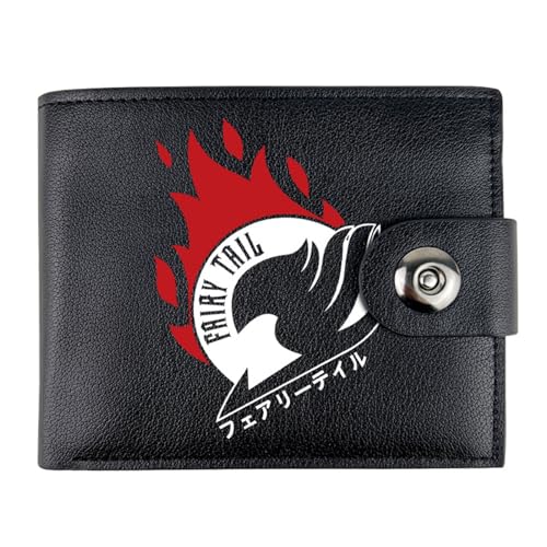 RYNDEX FAI-ry TA-il Anime-Geldbörsen, Cartoon-Münztasche Kleine Geldbörse, PU-Leder Geldbörse Brieftasche Wallet(Color:Black 3)