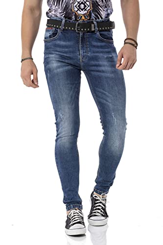 Cipo & Baxx Herren Jeanshose Slim Fit Stretch Denim Hose CD820 Blau W33 L34