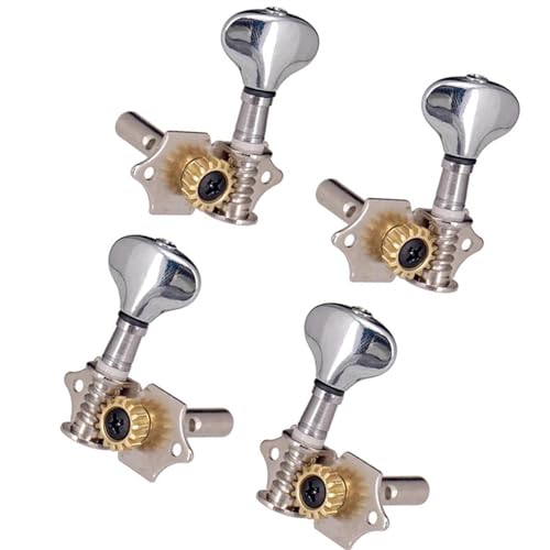 Strings Tuning Pegs Mechaniken Für Gitarre 4er-Pack haltbare Ukulele-Mechaniken aus Metall, Stimmstifte, offene Kopfplatte, Zahnräder 2R, 2L (Color : Silver)