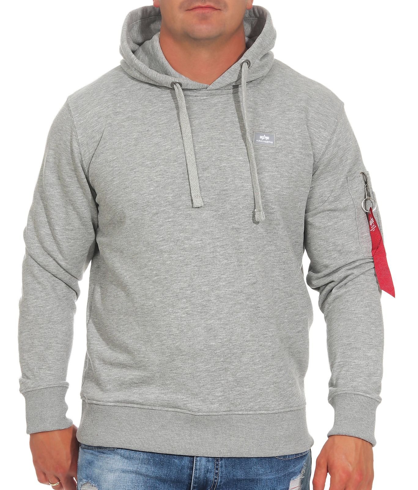 Alpha Industries Herren X-Fit Hoody Kapuzenpullover, Grey Heather, S