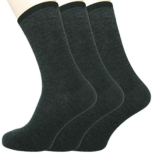 Loonysocks Herren 3 Paar Socken Ascona Merino Wolle, dunkelgrau,Gr.43-46