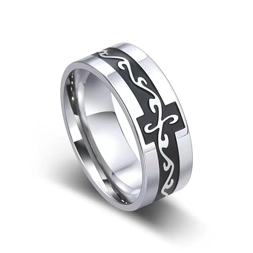 MeiLiSis Vintage-Ringe Für Herren – Polierter Herrenring Mit Drachenmuster, Persönlichkeit, Modeschmuck, Accessoires, Einfacher Modischer Zeigefingerring Im Hip-Hop-Stil, Silber, 9