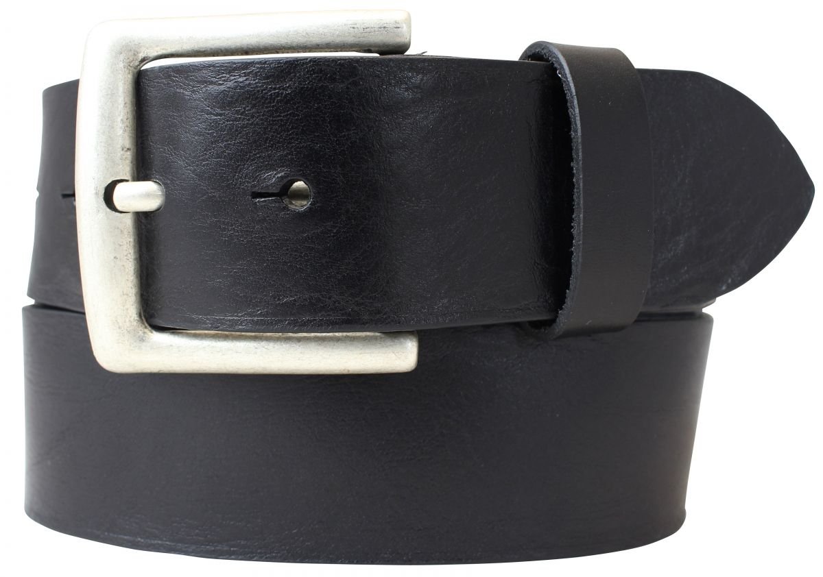 BELTINGER Jeansgürtel aus Vollrindleder 4,5 cm | Leder-Gürtel für Herren 45mm | Breiter Herren-Gürtel aus echtem Leder | Schwarz 130cm