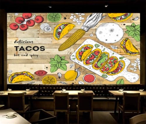 Küche Tortilla Cartoon 3D Tapete Poster Restaurant Schlafzimmer Wohnzimmer Sofa TV Dekorative Wand-200cm×140cm