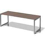 BISLEY Cito Schreibtisch, 740 mm höhenfixes O-Gestell, Metall, Wn355 Dekor Nußbaum, Gestell Silber, 80 x 220 x 85 cm