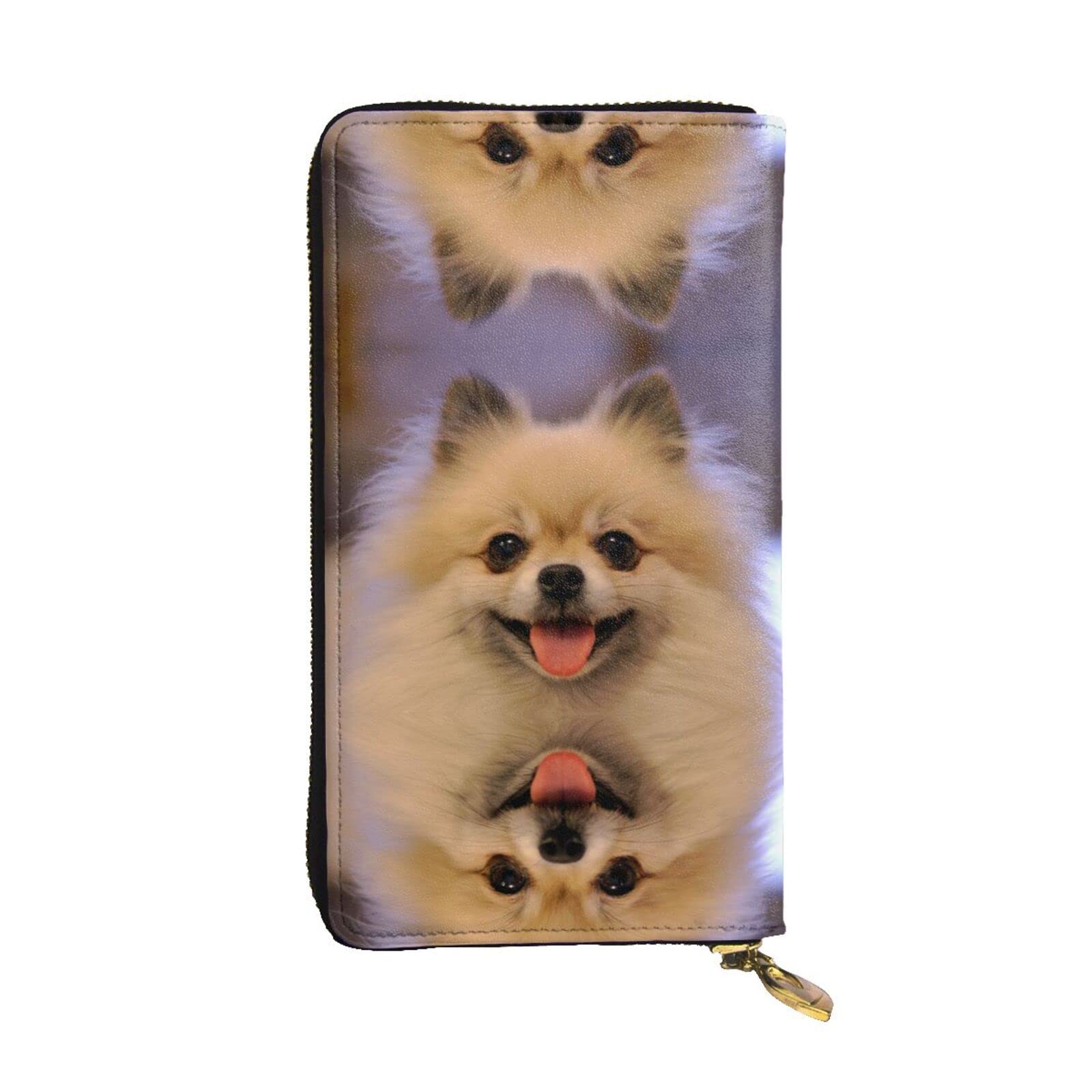 DMORJ Happy Kurzhaarige Pomeranian Leder Lange Clutch Brieftasche: 19 x 10 cm bequem leicht wasserdicht langlebig schönes Geschenk, Schwarz, Einheitsgröße, Schwarz , Einheitsgröße