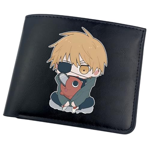 RYNDEX Chains-aw Man Anime Geldbörse, Kunstleder Kartenetui Geldtasche mit Münzfach, Kunstleder Kreditkartenetui Scheckkartenetui, für Männer Geschenke(Color:Black 6)