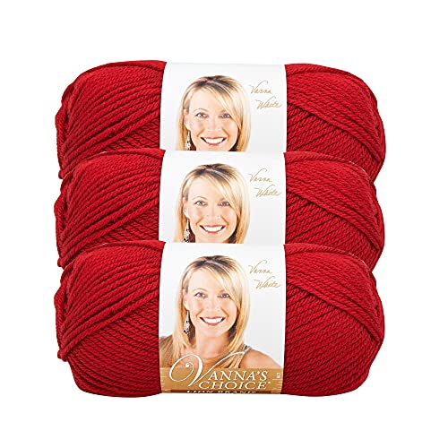 Lion Brand Yarn Vanna's Choice Garn, Cranberry, 3er-Pack