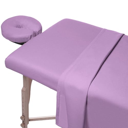 Massageliege Bezug, 3 Teiliges Massageliegen Bettwäsche, Mikrofaser für Massagetisch-Spannbettlaken mit Bettlaken, Spannbettlaken, Bezug für Kopfstütze, Waschfaserlaken Kosmetikliege Bezug 185 x 80cm