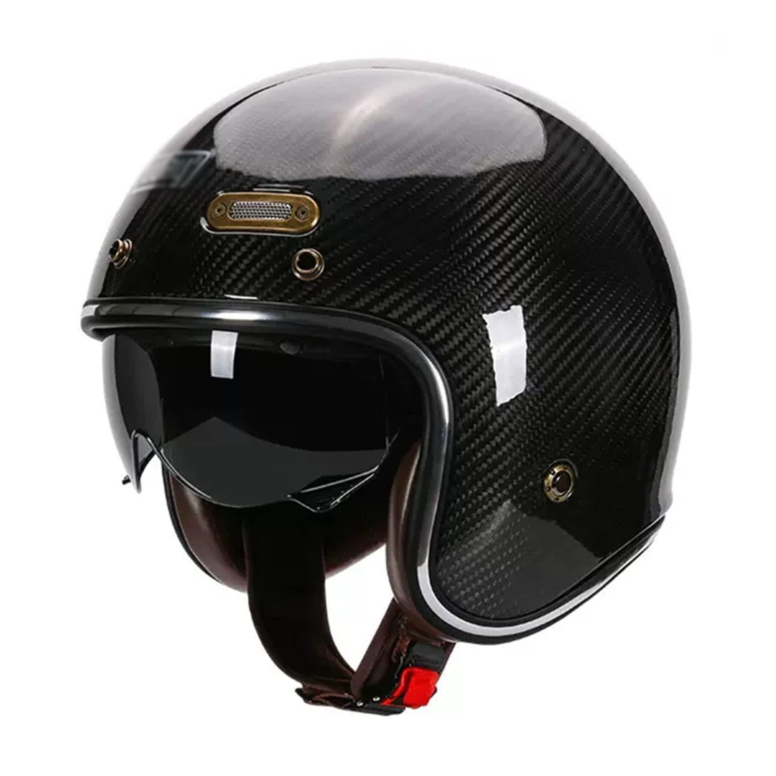 KEFFOR Retro Motorrad Open Face Helme DOT/ECE-Zulassung, Motorradhelm Kohlefaser, Solid Motorrad Halbhelme, Jethelme Herren Damen, Rollerhelm Chopperhelm (Color : G, Size : XXL=(63-64cm))