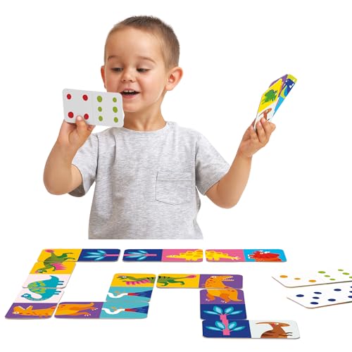 Banana Panda 49165 Dino Dominoes 2+ - Große Dinosaurier-Puzzles für Kinder ab 2 Jahren - Pädagogisches Lernspiel mit Panda Cartoonfigur