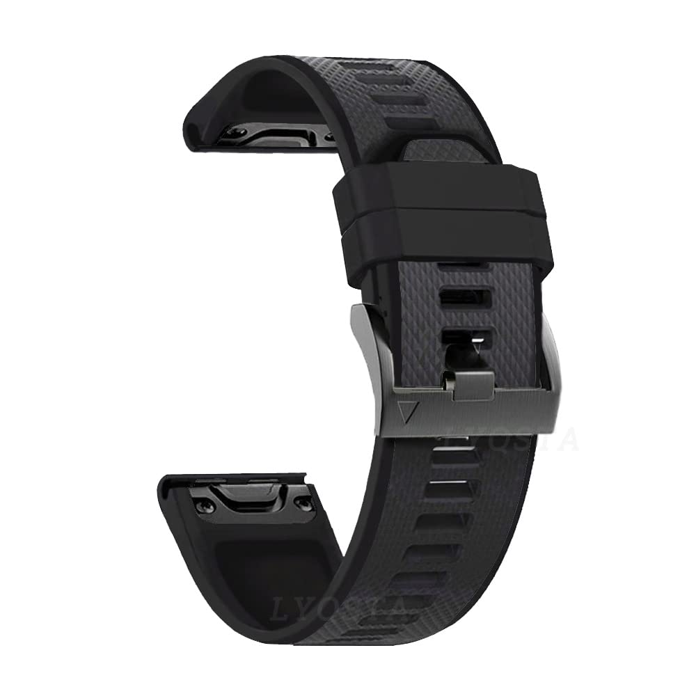 BANDKIT Silikon-Uhrenarmband mit Schnellentriegelung für Garmin Fenix 6, 6X, Pro, 5X, 5 Plus, 3HR, Fenix 7X, 7, Forerunner 935, 945 Smartwatch, 26mm Fenix 5X 5XPlus, Achat