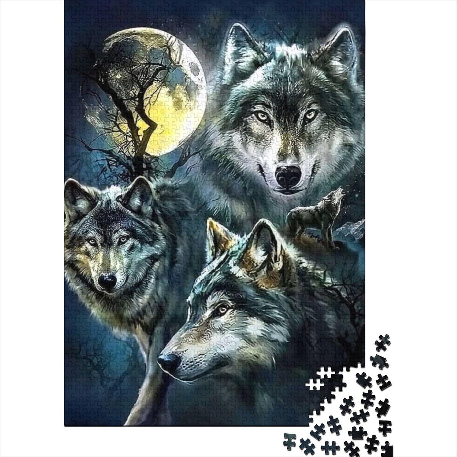 Wolf-Puzzle aus Holz, Puzzle für Erwachsene und Teenager, 1000 Teile, Puzzle für Erwachsene, Denksportaufgaben für Erwachsene, 75 x 50 cm