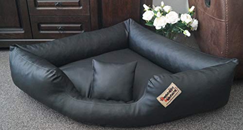 Hundebett Eckbett Hundesofa Schlafplatz Kunstleder Canto (70 cm X 70 cm, Schwarz)