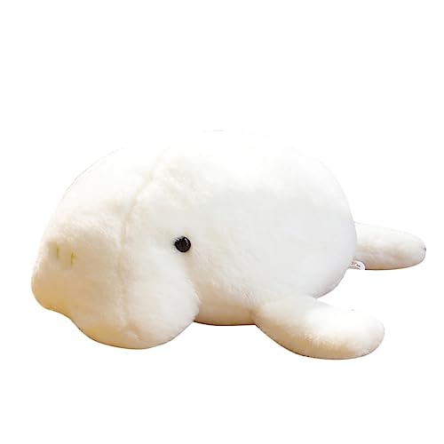 South Manatee Kuscheltiere Plüschtier, 19,7 Zoll Grauer Dugong Weiches Plüschkissen Dekoration Meerestierpuppe Geschenke for Kinder Kinder Jungen(White,40cm)