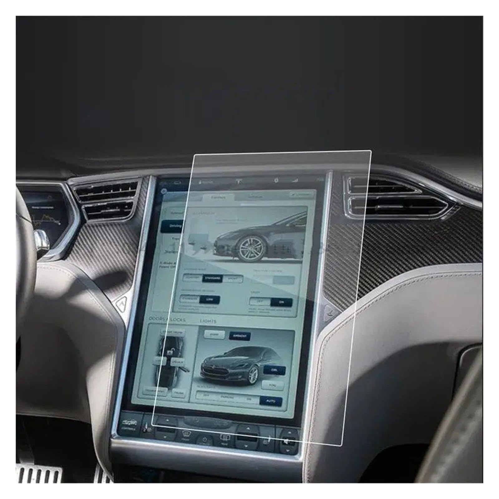 Für Tesla Für Modell Für S 2014-2021 17 Zoll Auto GPS Navigation Radio Kratzfestes Zubehör Displayschutzfolie Aus Gehärtetem Glas Navigation Schutzfolie Navigations-Displayschutz