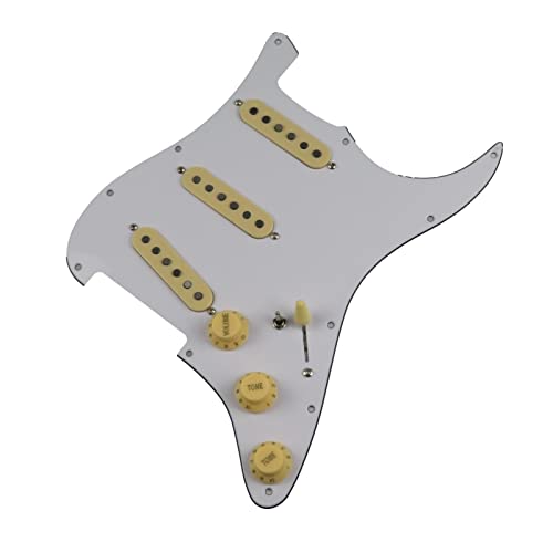 Geladenes Gitarren-Pickguard Geladene Pickguard-Pickups Gitarre-Alnico 5-Pickups SSS. Single Coils Pickups/Gelbe Pickupabdeckungen Set (Color : 08)