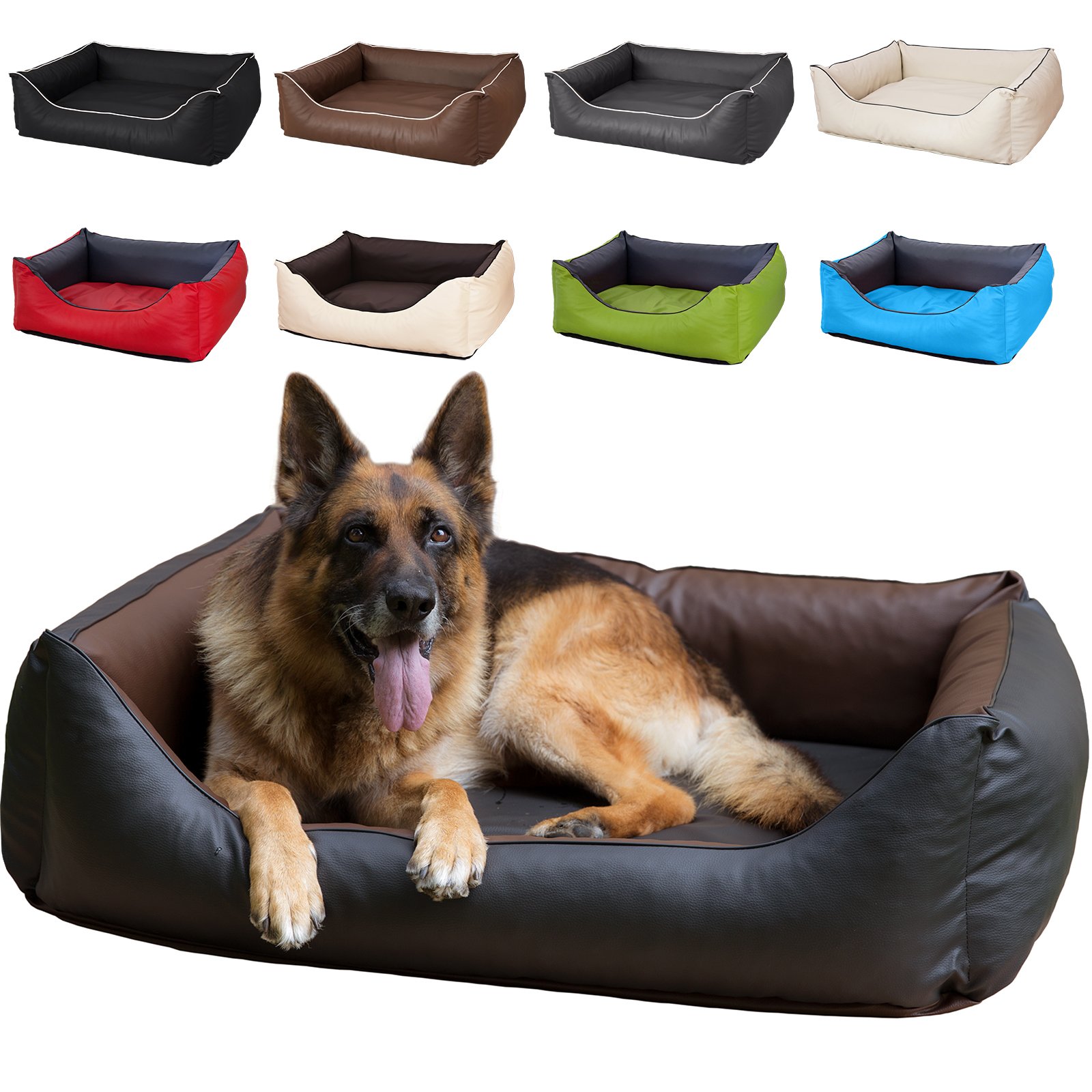 CopcoPet Rocco Orthopädisches Visco Hundebett Hundesofa Wendebett Kunstleder L/XL ca. 100 x 80 cm Orthopädisch Braun Schwarz