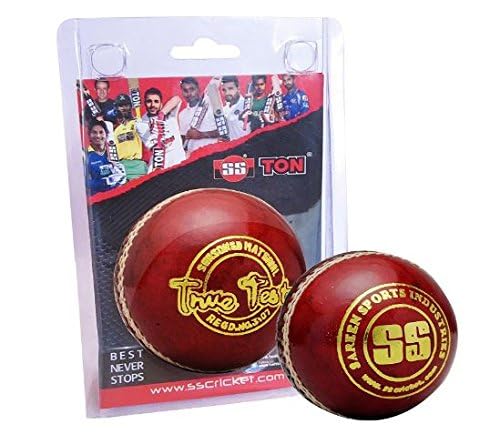 SS True Test Cricket Ball (Red, Pack of 6)| Water Proofed Leather Ball | Suitable for Practice Game | Tournament Game Cork