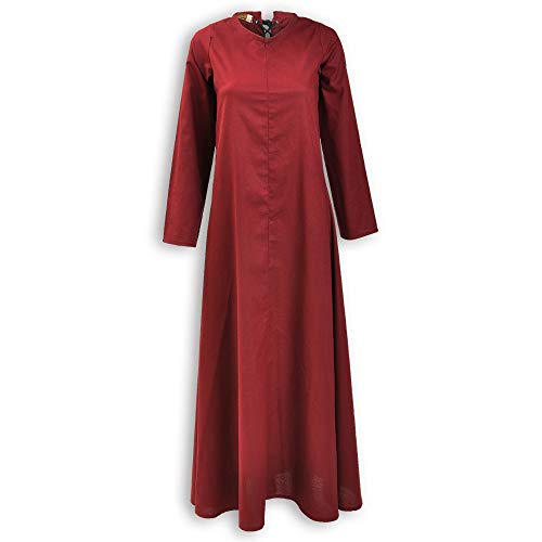 MYTHOLON Marita Unterkleid Langarm, Mittelalter Gewandung leichte Baumwolle, LARP Verkleidung Damen (Small, Bordeaux)