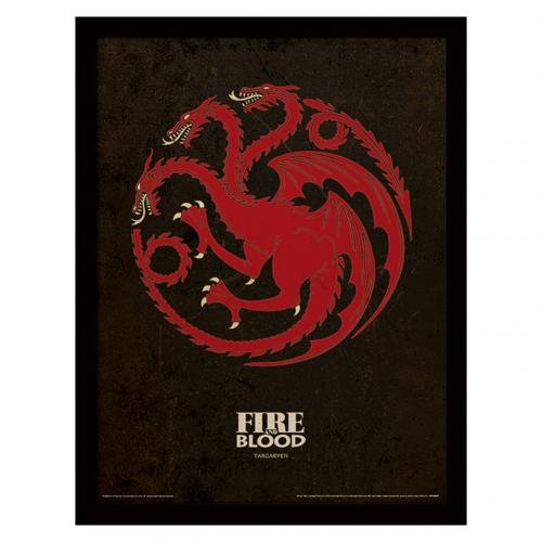 Pyramid International Game of Thrones (Targaryen) Gerahmter Kunstdruck Kuriositäten, mehrfarbig, 30 x 40 x 1,3 cm