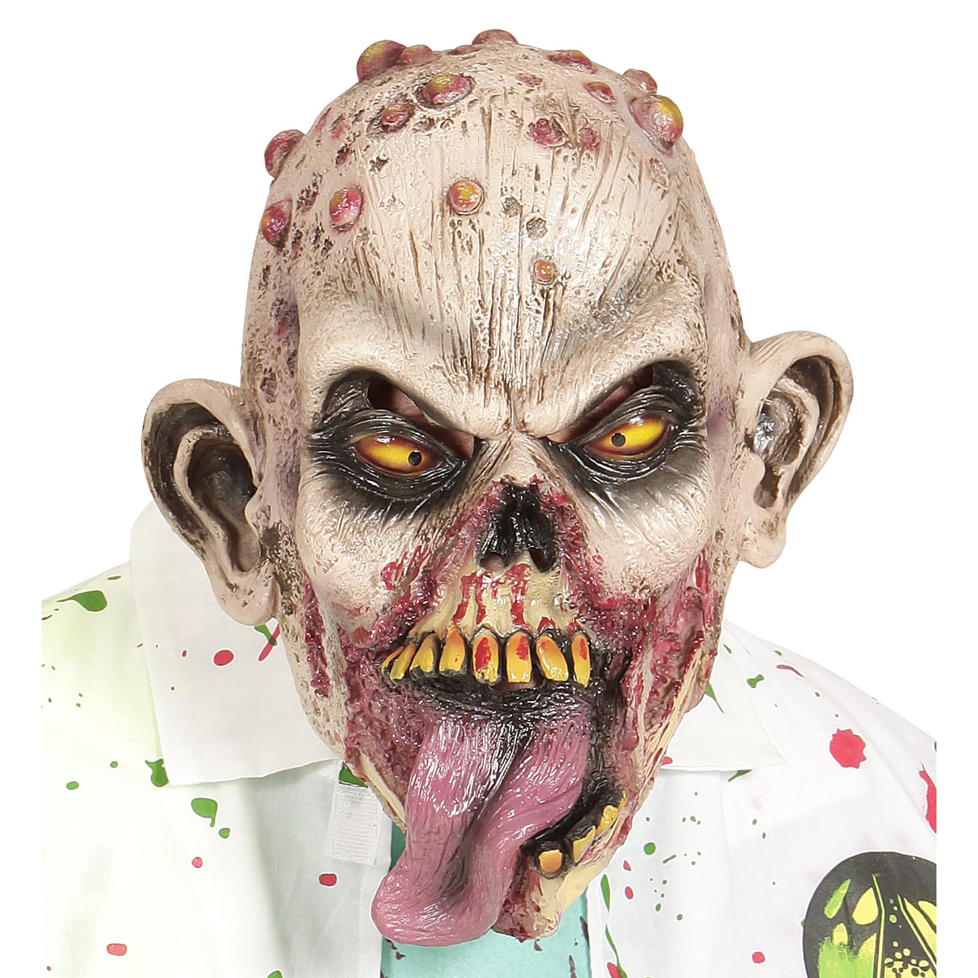 Widmann 00510 - Halbmaske toxischer Zombie mit Haaren, Psycho, Halloween, Karneval, Mottoparty