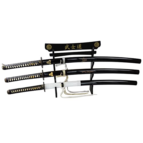 DerShogun Kill Bill Schwertset 3X Katana 1045 Stahl scharfe Klinge Metall