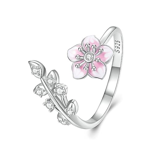 Offene Ringe Mit Rosa Kirschblüten, Emaille-Blume, Verstellbare Größe, Einfacher Stil Für Frauen Und Mädchen, Muttertag, Valentinstag, Geburtstag, Geschenke Für Sie, Party, Weihnachten, Schmuc