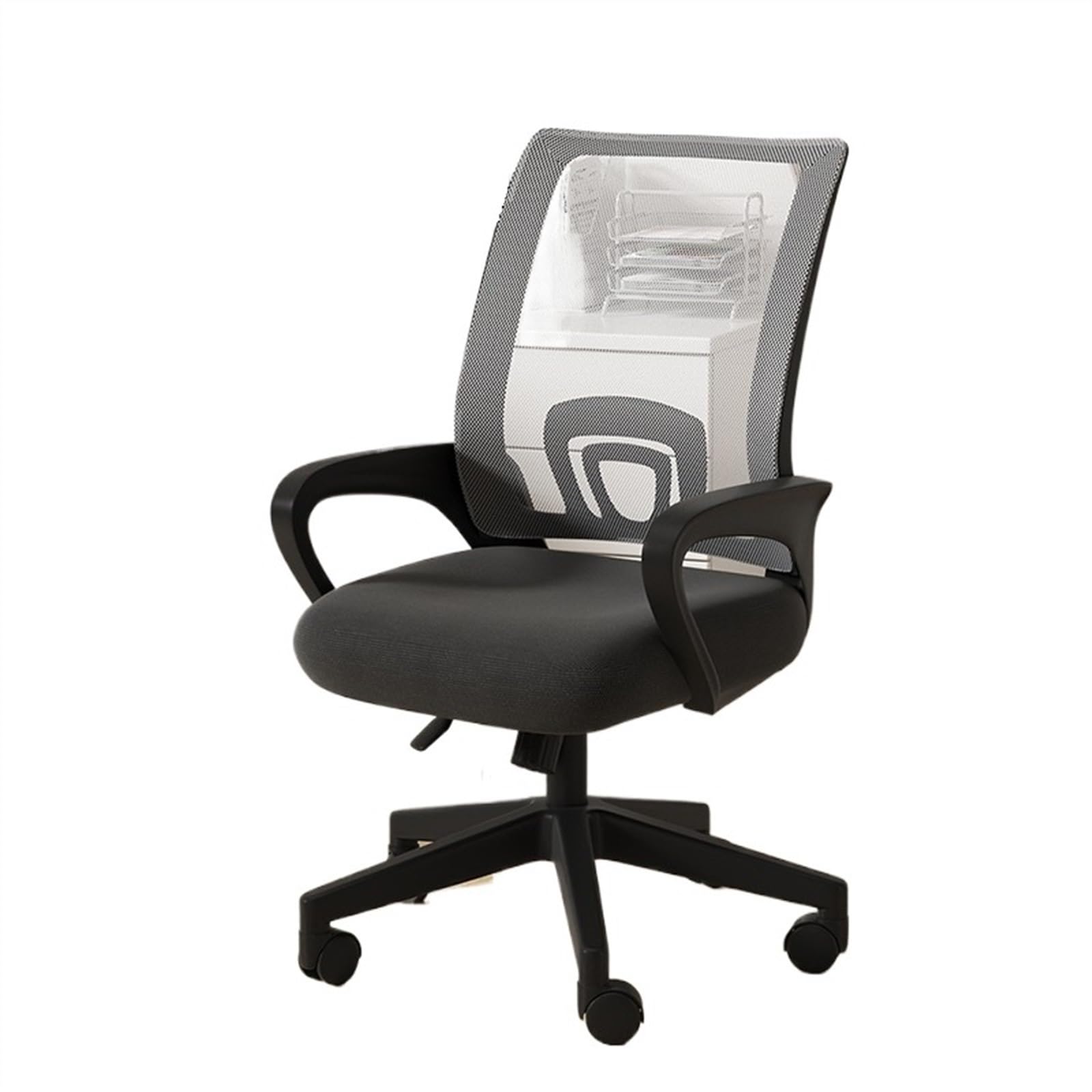 Zhaoj24-05 Bürostuhl Ergonomischer Bequemer Bürostuhl for Zuhause, bequemer Gaming-Drehstuhl, ergonomischer Stuhl mit Netzgewebe und mittlerer Rückenlehne Schreibtischstuhl(Grigio)