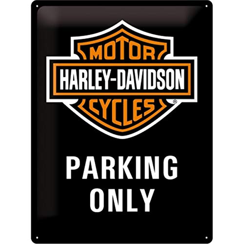 Nostalgic-Art Retro Blechschild, Harley-Davidson Parking Only – Geschenk-Idee für Motorrad-Fans, aus Metall, Vintage-Design zur Dekoration, 30 x 40 cm