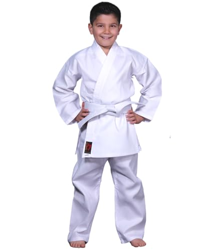 Chikara Karateanzug Kinder weiß, Karate Anzug Jungen, Karate Anzug Mädchen, Karateanzug Kinder Baumwolle, Kampfsportanzug Kinder (120)