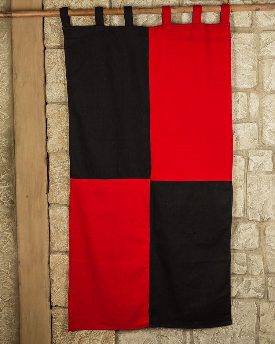 MYTHOLON Große schwarz/rot Standarte, Banner, Fahne aus Baumwoll, mit Schlaufen, 160cm x 75cm, Mittelalter, LARP, Rollenspiele