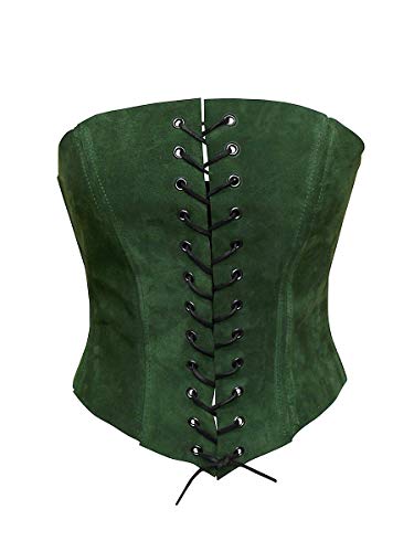 Andracor - Schlichtes Wildleder Mieder - Vollbrust Corsage - Grün XS bis XXL - für LARP, Mittelalter, Steampunk, Wikinger